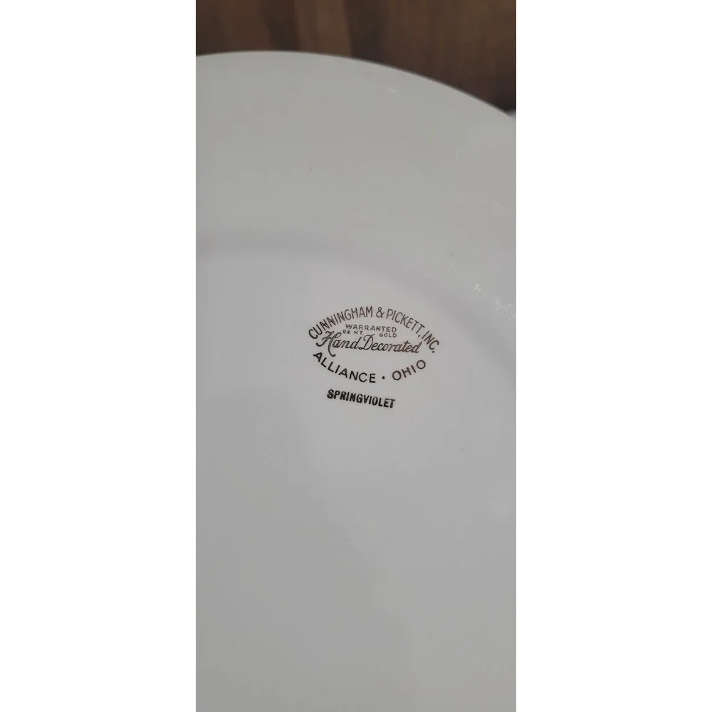 Cunningham & Pickett Spring Violet China Dinner Plate 22kt Gold RARE